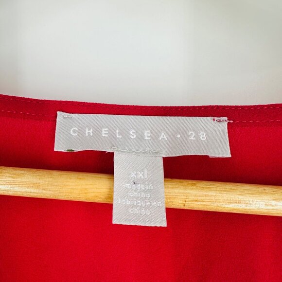 Chelsea 28 Dark Pink V-Neck Sleeveless Button Front Ruched Zip Peplum Blouse XXL - Picture 4 of 8